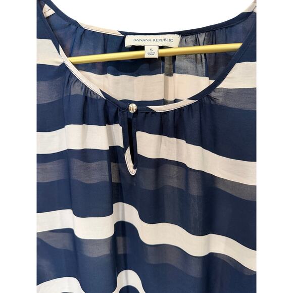 Banana Republic Navy White Stripe Scoop Neck Top Size S EUC ✨ - Picture 4 of 5